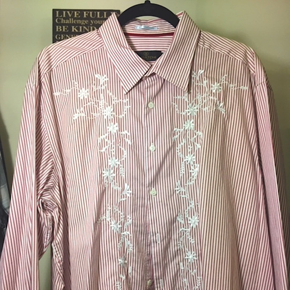 BUGATCHI UOMO MEN'S SLIM FIT DESIGN DRESS SHIRT